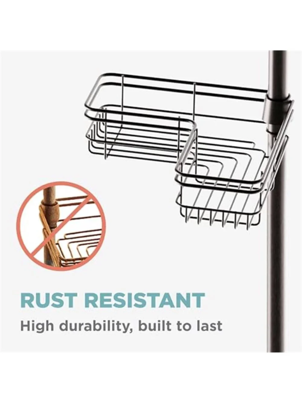 Zenna Shower Caddy Tension Pole Corner Organizer Adjustable Shelf Bathroom